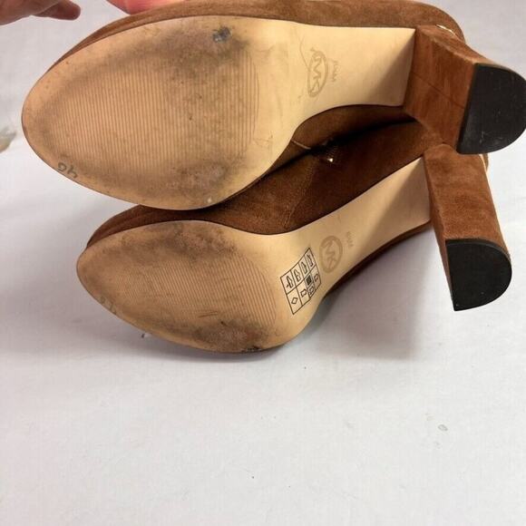 Michael Kors Ankle Boots Womens 8.5 Haven Brown Suede High Heels Almond Toe - Picture 10 of 11